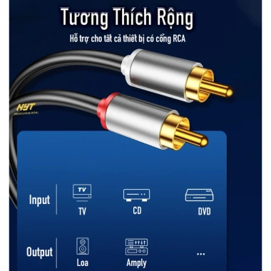 Dây 2RCA Hoa Sen Đầu Hợp Kim Nhôm Jack Mạ Vàng 24K Cao Cấp NYT - Giá 90.000 8