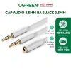 Dây Audio UGREEN AV140 3.5mm sang Mic & Tai nghe, cắm mạ vàng, bảo hành 18t, 76.000₫