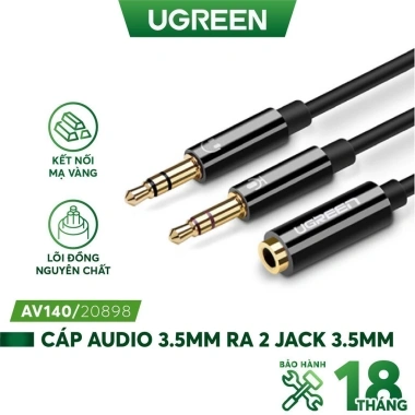 Dây Audio UGREEN AV140 3.5mm sang Mic & Tai nghe, cắm mạ vàng, bảo hành 18t, 76.000₫ 9