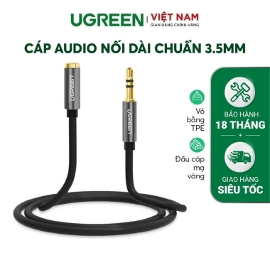 Dây AV nối dài 3.5mm UGREEN – Đầu mạ vàng, vỏ TPE, bảo hành 18 tháng, giảm 20%