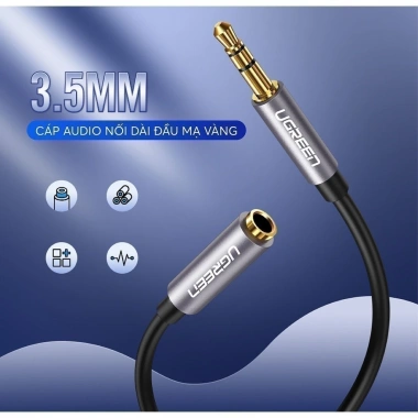 Dây AV nối dài 3.5mm UGREEN – Đầu mạ vàng, vỏ TPE, bảo hành 18 tháng, giảm 20% 4 Dây AV nối dài 3.5mm UGREEN – Đầu mạ vàng, vỏ TPE, bảo hành 18 tháng, giảm 20% 4