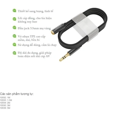Dây AV nối dài 3.5mm UGREEN – Đầu mạ vàng, vỏ TPE, bảo hành 18 tháng, giảm 20% 7 Dây AV nối dài 3.5mm UGREEN – Đầu mạ vàng, vỏ TPE, bảo hành 18 tháng, giảm 20% 7