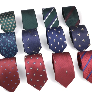 Dây buộc cổ nam jacquard sọc hoa 7cm màu xanh đỏ xanh dương - Phụ kiện thời trang ngày thường, tiệc cưới, quà tặng