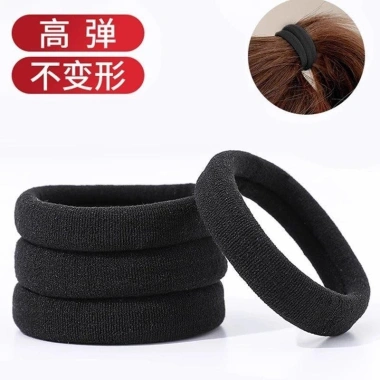 Dây buộc tóc Hàn Quốc đàn hồi cao bền, đầu đen dày, đuôi ngựa cao su nữ 2