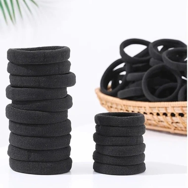 Dây buộc tóc Hàn Quốc đàn hồi cao bền, đầu đen dày, đuôi ngựa cao su nữ 4