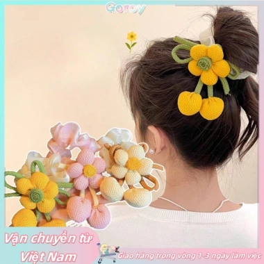 Dây buộc tóc hoa màu kẹo cho bé gái, mềm mại, phù hợp búi tóc và đuôi ngựa, giá 40.700 VNĐ