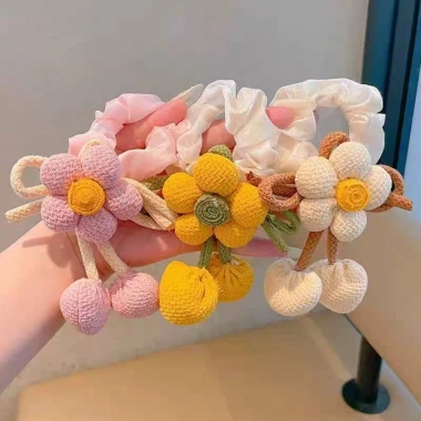 Dây buộc tóc hoa màu kẹo cho bé gái, mềm mại, phù hợp búi tóc và đuôi ngựa, giá 40.700 VNĐ