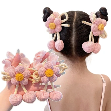 Dây buộc tóc hoa màu kẹo cho bé gái, mềm mại, phù hợp búi tóc và đuôi ngựa, giá 40.700 VNĐ