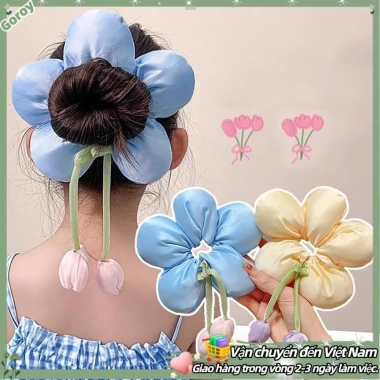 Dây buộc tóc hoa tulip dạng bandeau co giãn giá chỉ 38.5k, giao hàng nhanh trong khu vực