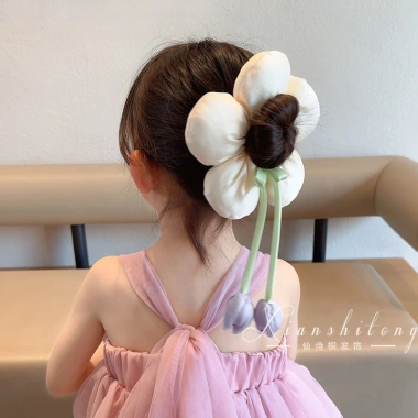 Dây buộc tóc hoa Tulip lớn 5 cách Hàn Quốc - Vòng xốp siêu mềm, giá chỉ 42.000 VND 3