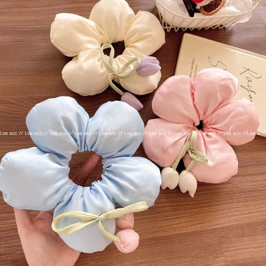 Dây buộc tóc hoa Tulip lớn 5 cách Hàn Quốc - Vòng xốp siêu mềm, giá chỉ 42.000 VND 7