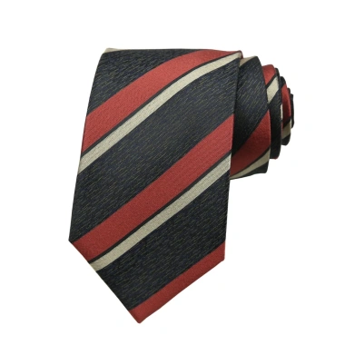 Dây Cà Phê 8cm Sọc Xanh Đỏ Hải Quân Xám Polyester - Cổ Nam Quý Ông Cưới & Hàng Ngày
