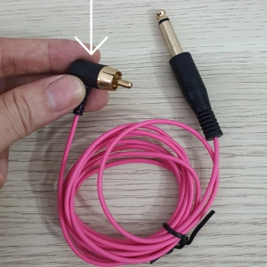 Dây cắm RCA sợi nhỏ mạnh màu vàng‑hồng, chân vuông góc – Dùng cục nguồn máy pen, giảm còn 125k
