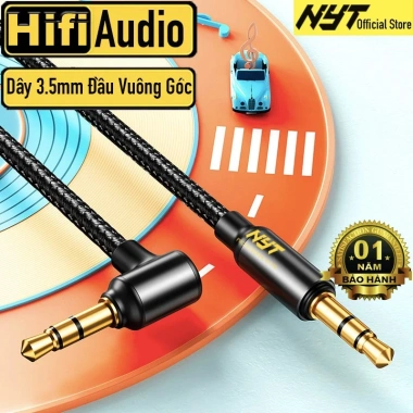 Dây Cáp Âm Thanh 3.5mm Đầu Vuông Góc Cao Cấp NYT N18 - BH 12T, Giá 69k, Chính Hãng