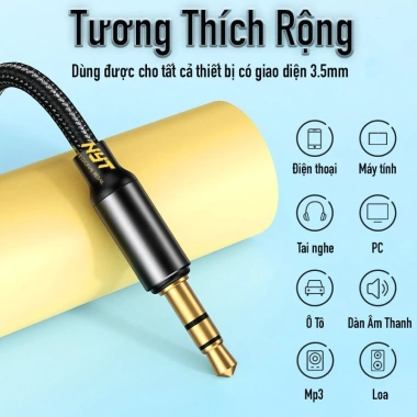 Dây Cáp Âm Thanh 3.5mm Đầu Vuông Góc Cao Cấp NYT N18 - BH 12T, Giá 69k, Chính Hãng