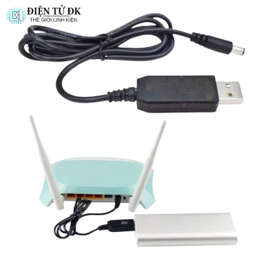 Dây cáp chuyển USB 5V sang 9V/12V cho modem WiFi, đầu 2.1×5.5mm, giá 12.000đ