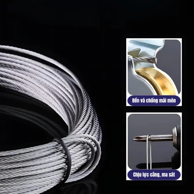 Dây Cáp Giàn Phơi Thông Minh Inox 304 1.5mm - Không Gỉ Chịu Lực Không Rối - 18.995₫