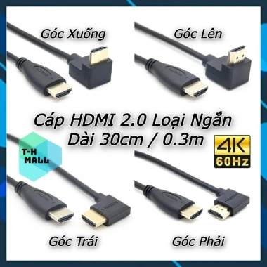 Dây Cáp HDMI 2.0 30cm 4K 60Hz Full HD - Giá 39.000₫, hỗ trợ HDTV, PS3, máy tính
