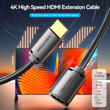 Dây cáp HDMI Vention 4K 60Hz tốc độ cao, 3D cho PC, HDTV, máy chiếu - 50.000₫