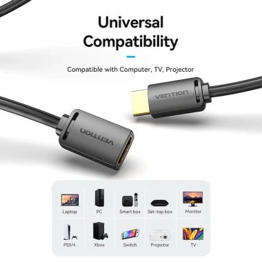 Dây cáp HDMI Vention 4K 60Hz tốc độ cao, 3D cho PC, HDTV, máy chiếu - 50.000₫