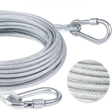 Dây cáp inox 4.6m bọc PVC 5mm kèm móc khóa Carabiner - Đa năng phơi đồ, treo võng, cố định, giá 79.000₫