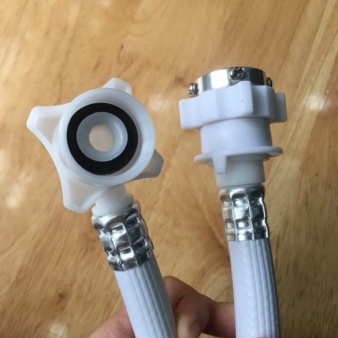 Dây cấp nước máy giặt lồng ngang và đứng 1.5m màu trắng - Có Video - QM016