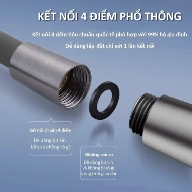 Dây cấp nước vòi sen silicon chống xoắn, chống cháy nổ - TPR thực phẩm, an toàn da, 69.000₫