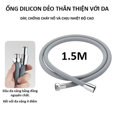 Dây cấp nước vòi sen silicon chống xoắn, chống cháy nổ - TPR thực phẩm, an toàn da, 69.000₫