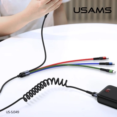 Dây cáp sạc 4 trong 1 USAMS 2A nhanh, truyền dữ liệu Micro USB & Type‑C IP68