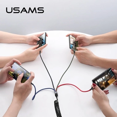 Dây cáp sạc 4 trong 1 USAMS 2A nhanh, truyền dữ liệu Micro USB & Type‑C IP68