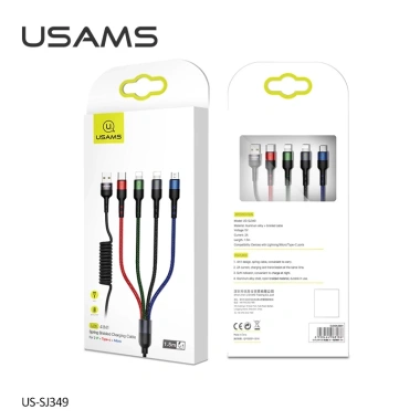Dây cáp sạc 4 trong 1 USAMS 2A nhanh, truyền dữ liệu Micro USB & Type‑C IP68
