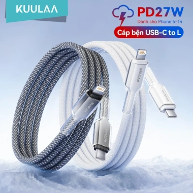 Dây cáp sạc nhanh 27W PD dệt bện KUULAA Type C‑L tương thích iPhone 14/13/12/11/X/XR - 99.000₫