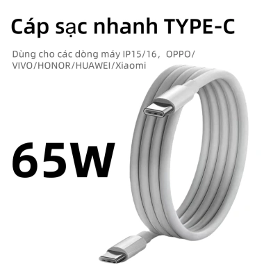 Dây cáp sạc nhanh 65W TYPE-C cho OPPO IP15/16 Vivo Xiaomi Samsung - Giá 79.000₫ 2
