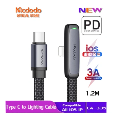 Dây Cáp Sạc Nhanh 90 độ 36W PD Type-C Lightning cho iPhone 14-13-12-11 Xr Max 8-7-6s CA-335 10