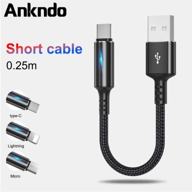 Dây cáp sạc nhanh ANKNDO 25cm USB và Type C, cho iPhone, Samsung, Huawei - Giá 45.471₫