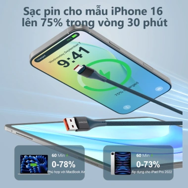 Dây Cáp Sạc Nhanh USB-A to Type-C 2.4A 1m Đèn Thở cho Samsung, Xiaomi, iPhone - 38.000₫ 2