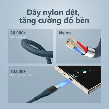 Dây Cáp Sạc Nhanh USB-A to Type-C 2.4A 1m Đèn Thở cho Samsung, Xiaomi, iPhone - 38.000₫ 5