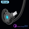 Dây Cáp Sạc Nhanh USB Micro USB và Type C 2.4A Đèn LED 90 Độ Chuyên Dụng Android