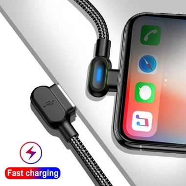 Dây Cáp Sạc Nhanh USB Micro USB và Type C 2.4A Đèn LED 90 Độ Chuyên Dụng Android 2
