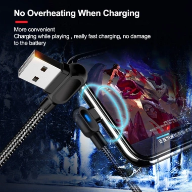 Dây Cáp Sạc Nhanh USB Micro USB và Type C 2.4A Đèn LED 90 Độ Chuyên Dụng Android 9