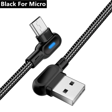 Dây Cáp Sạc Nhanh USB Micro USB và Type C 2.4A Đèn LED 90 Độ Chuyên Dụng Android 10