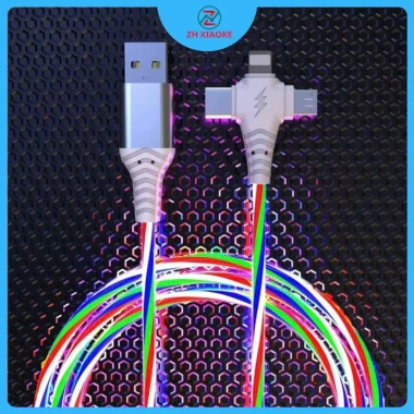 Dây cáp sạc siêu nhanh 3 đầu 100W ZH XIAOKE USB‑C 3 trong 1, dữ liệu tốc độ cao – 42.500₫
