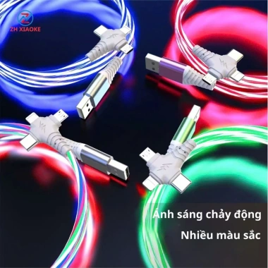 Dây cáp sạc siêu nhanh 3 đầu 100W ZH XIAOKE USB‑C 3 trong 1, dữ liệu tốc độ cao – 42.500₫