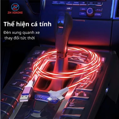 Dây cáp sạc siêu nhanh 3 đầu 100W ZH XIAOKE USB‑C 3 trong 1, dữ liệu tốc độ cao – 42.500₫