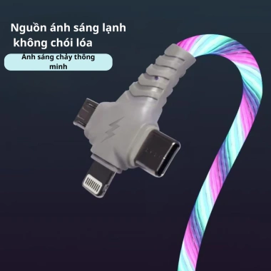 Dây cáp sạc siêu nhanh 3 đầu 100W ZH XIAOKE USB‑C 3 trong 1, dữ liệu tốc độ cao – 42.500₫