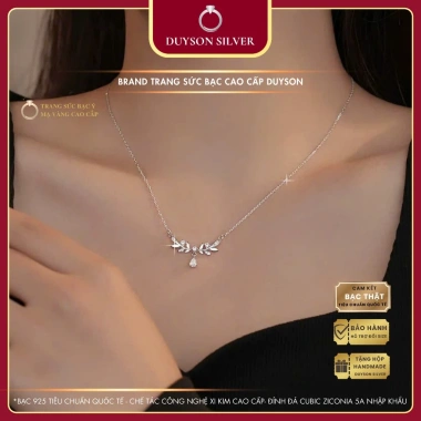 Dây chuyền bạc 925 xi bạch kim Duyson hình nguyệt quế đính đá CZ 5A – 500.000₫ 2 Dây chuyền bạc 925 xi bạch kim Duyson hình nguyệt quế đính đá CZ 5A – 500.000₫ 2