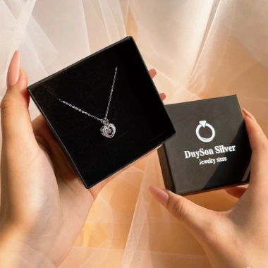 Dây chuyền bạc 925 Ý Trái tim Đá hồng Dancing Stone - Vòng cổ nữ mạ vàng DUYSON SILVER 560k