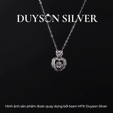Dây chuyền bạc 925 Ý Trái tim Đá hồng Dancing Stone - Vòng cổ nữ mạ vàng DUYSON SILVER 560k