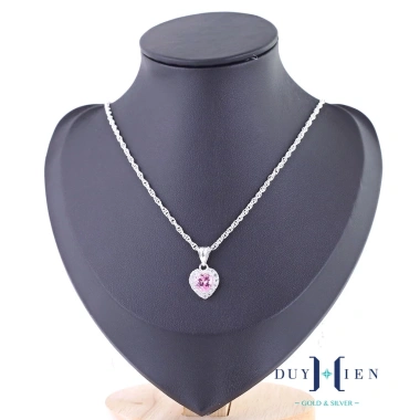 Dây chuyền bạc Duy Hiển S990 cho bé gái - mặt trái tim đá hồng xuất chúng 3 Dây chuyền bạc Duy Hiển S990 cho bé gái - mặt trái tim đá hồng xuất chúng 3