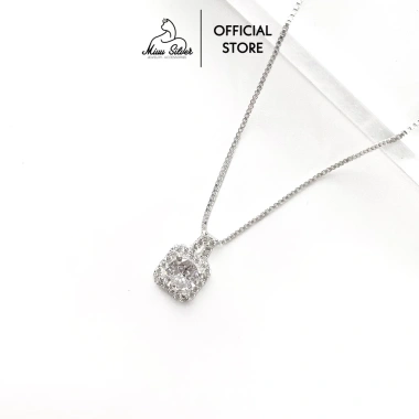 Dây chuyền bạc Miuu Silver mặt vuông đính đá, vòng cổ nữ Lapia Necklace 600k Dây chuyền bạc Miuu Silver mặt vuông đính đá, vòng cổ nữ Lapia Necklace 600k